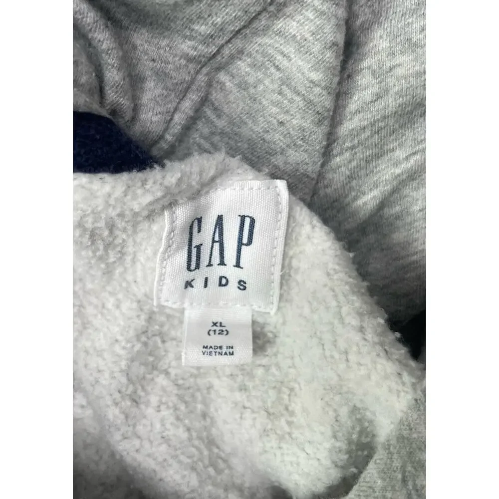 Kids Gap Logo Hoodie Sweater Size XLarge 12 Grey with Blue Logo Warm Outdoors